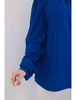 Španielska blúzka s ozdobnými rukávmi chrpovo modrá