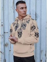 Pánská mikina s kapucí béžová model 21980053 - Dstreet