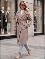 Dlhý dámsky kabát s viazaním v páse, Fango FashionStreet NY0810 Dlhý dámsky kabát s viazaním v páse, Fango FashionStreet NY0810