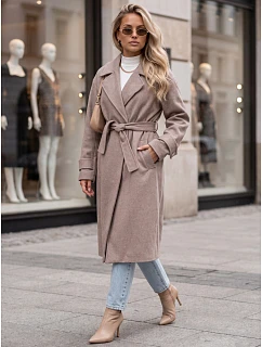 Dlhý dámsky kabát s viazaním v páse, Fango FashionStreet NY0810