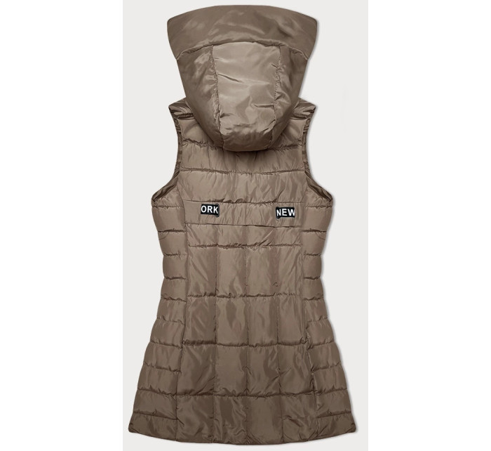 Tmavě béžová dámská vesta s kapucí S'West (B8226-12)