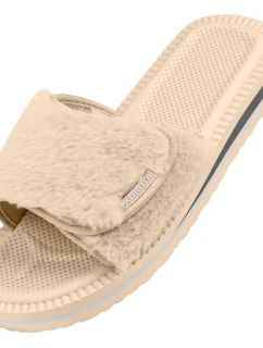 Cubota žabky na suchý zips s kožušinou béžové K24AW-100-001-03-1