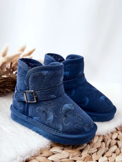 Dziecięce Botki Śniegowce Z Futerkiem Granatowe Kawai