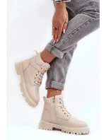 Dámske zateplené čižmy so zipsom Beige Gremiva