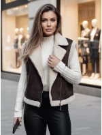 Dámská semišová vesta s ovčí kůží hnědá Dstreet model 21995432 - FashionStreet