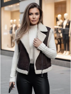 Dámská semišová vesta s ovčí kůží hnědá Dstreet model 21995432 - FashionStreet