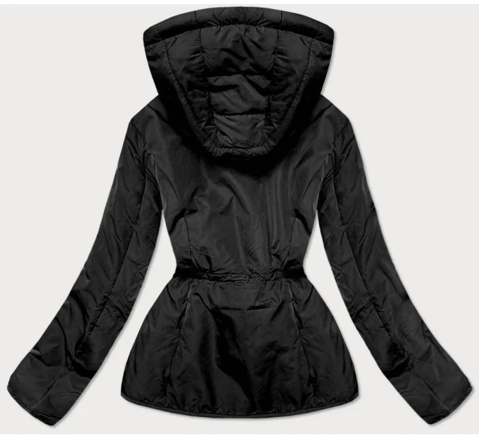 Čierna prešívaná dámska bunda na prechodné obdobie (M168)