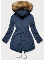 Tmavomodrá a biela obojstranná dámska zimná bunda (m-21508)