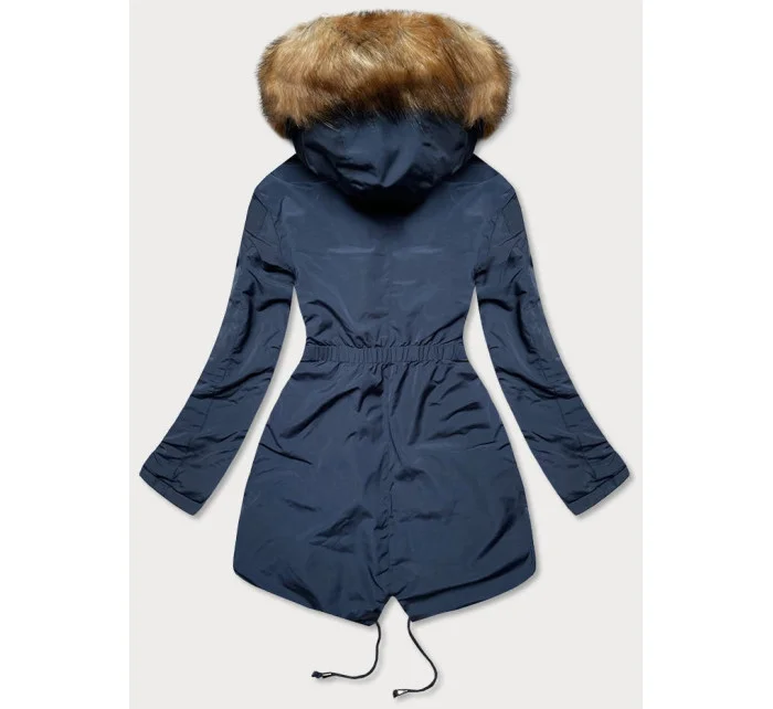Tmavomodrá a biela obojstranná dámska zimná bunda (m-21508)