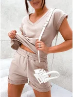 Béžová dámska letná bavlnená súprava (VE87)