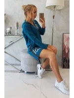 Morské šaty s kapucňou a potlačou