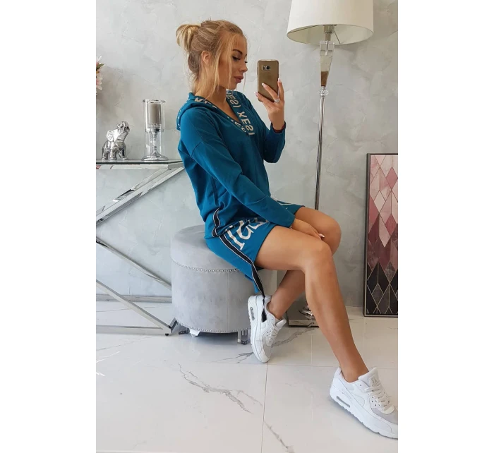 Morské šaty s kapucňou a potlačou