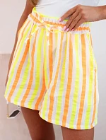 Dámske bavlnené šortky Striped Yellow Neon