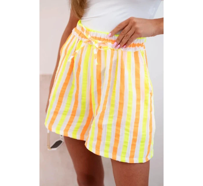 Dámske bavlnené šortky Striped Yellow Neon Dámske bavlnené šortky Striped Yellow Neon
