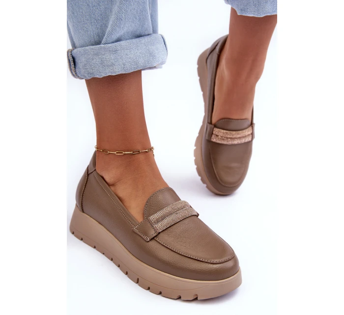 Kožené polobotky na platformě s ozdobou model 21634887 - Boto