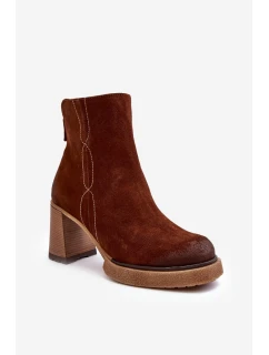 Kůže Botky Dámské Na Sloupku Hnědé Lemar model 21635979 - Boto