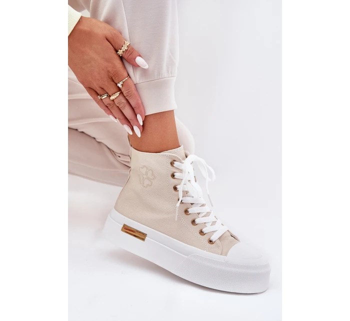 Vysoké Dámské Tenisky Na Platformě Béžové model 21689012 - Boto