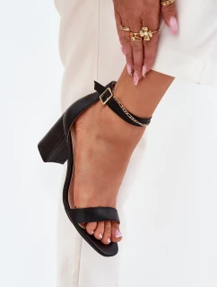 Eko Skórzane Sandały Damskie Na Słupku Czarne Irini