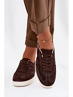 Sneakersy z veluru model 22044835 Čokoládové - VINCEZA