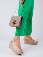 Módne hnedé sandále pre ženy na klin