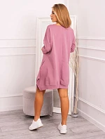 Šaty s potlačou a rozšírenou spodnou časťou tmavo ružové