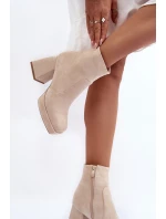 Zamszové Botky Na Podpatku Bežové model 21633372 - Boto Zamszové Botky Na Podpatku Bežové model 21633372 - Boto