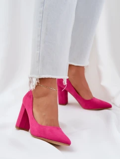 Czółenka Damskie Na Słupku Eko Zamszowe Fuksja Florena