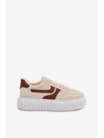 Dámské tenisky na platformě s eko béžové model 21997803 - Boto