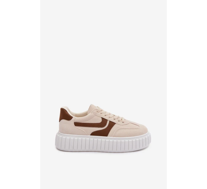 Dámské tenisky na platformě s eko béžové model 21997803 - Boto