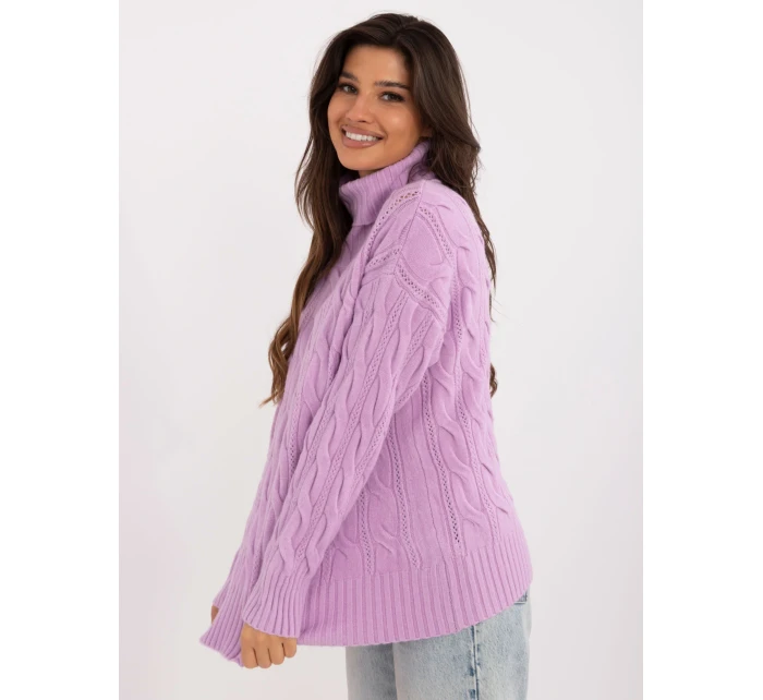 Sweter AT SW model 20459087 jasny fioletowy - FPrice Sweter AT SW model 20459087 jasny fioletowy - FPrice