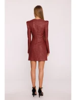 šaty s výstřihem do V bordó model 21295864 - Moe