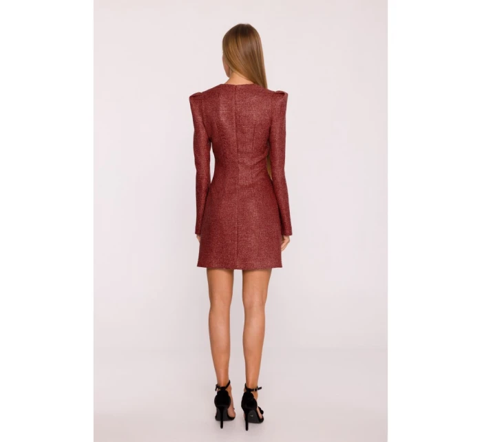šaty s výstřihem do V bordó model 21295864 - Moe