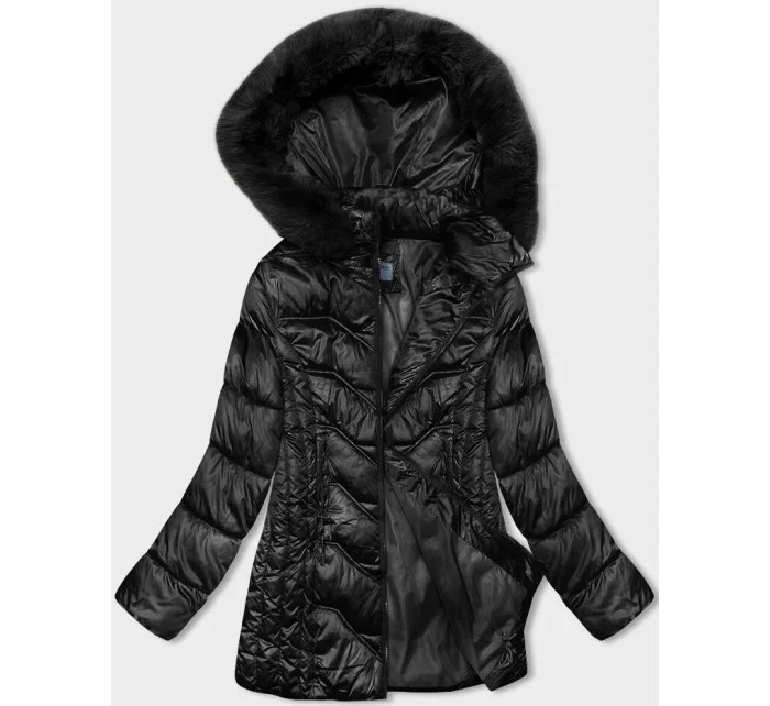 Černá zimní bunda s odepínací kapucí model 21246719 - S'WEST