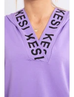 Šaty s kapucí a potiskem fialové