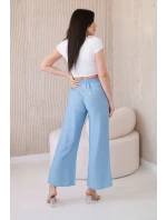 Viskózové kalhoty se širokými nohavicemi modrý Viskózové kalhoty se širokými nohavicemi modrý