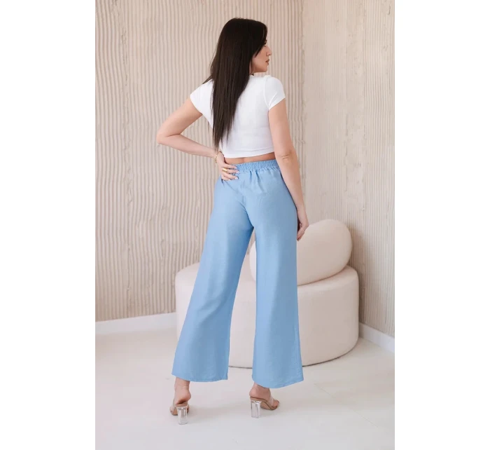 Viskózové kalhoty se širokými nohavicemi modrý Viskózové kalhoty se širokými nohavicemi modrý