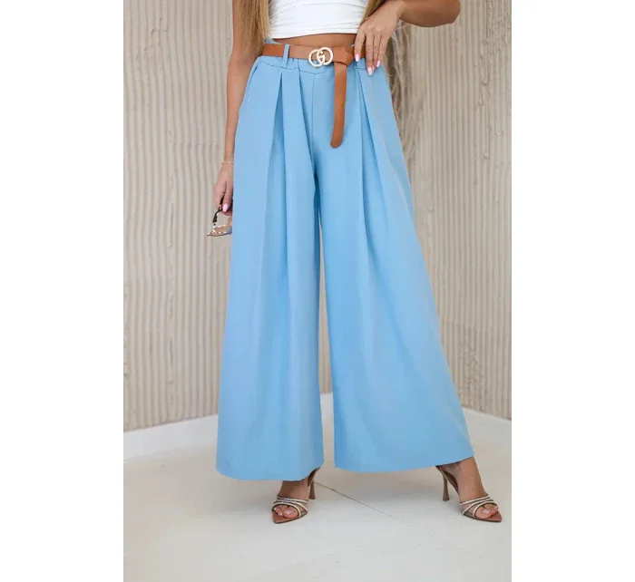 Široké kalhoty s páskem modrý