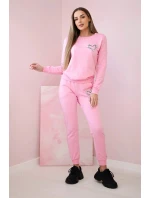 Dámska bavlnená súprava s ozdobnými srdiečkovými cukríkmi ružovej farby Dámska bavlnená súprava s ozdobnými srdiečkovými cukríkmi ružovej farby