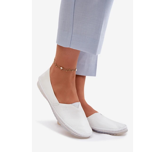 Dámské kožené baleríny model 22100748 Bílá - Maciejka
