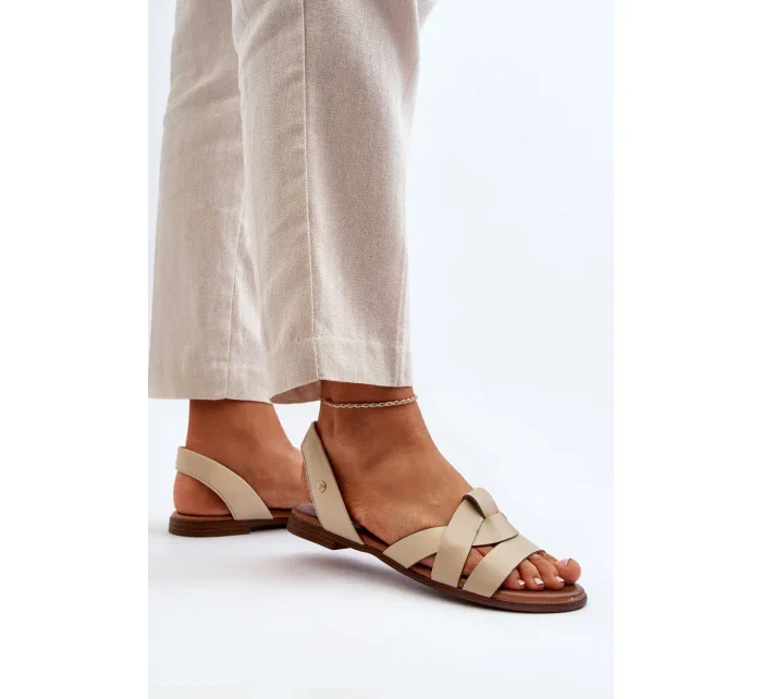 Zazoo Pohodlné kožené sandále, béžové Zazoo Pohodlné kožené sandále, béžové