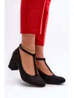 Čierne semišové lodičky na podpätku Raniyah Eco