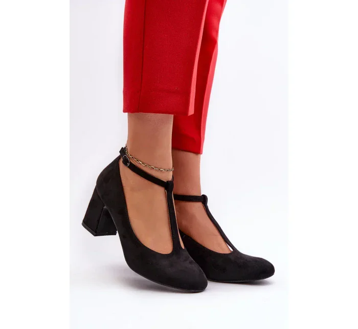 Čierne semišové lodičky na podpätku Raniyah Eco