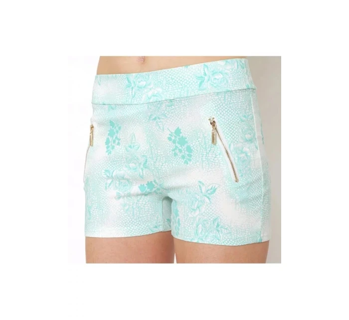 Dámske bavlnené elastické šortky BLACK & FISH zdobené zipsami korálová / mint / béžová - BLACK & FISH