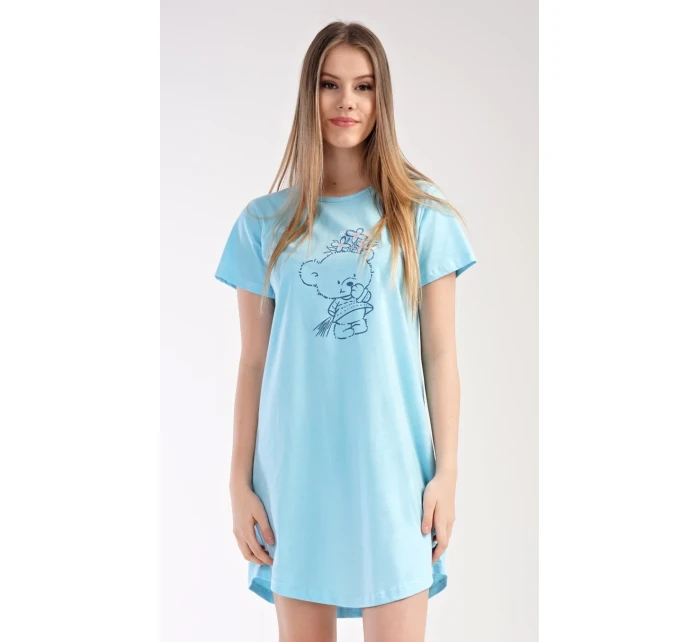 Dámská noční košile s krátkým rukávem Méďa s model 18728719 - Vienetta Dámská noční košile s krátkým rukávem Méďa s model 18728719 - Vienetta