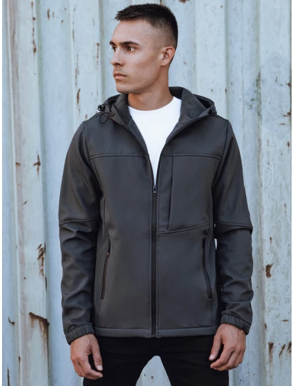 Pánská přechodná softshellová bunda s kapucí tmavě šedá Dstreet model 21980018 - FashionStreet