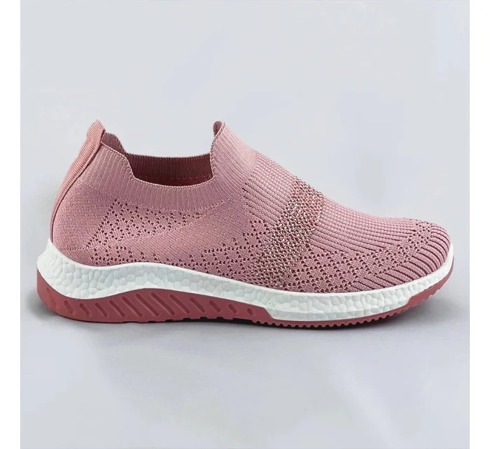 Ružové azúrové dámske topánky so zirkónmi (C1057)