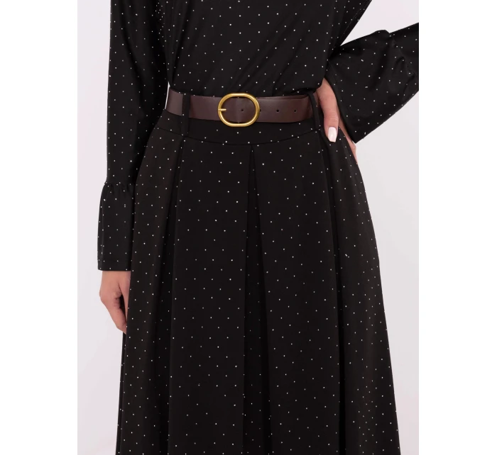 Elegantná maxi sukňa s ozdobným lemom čierna (19720)