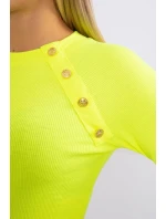 Halenka s ozdobnými knoflíky žlutá neonová Halenka s ozdobnými knoflíky žlutá neonová