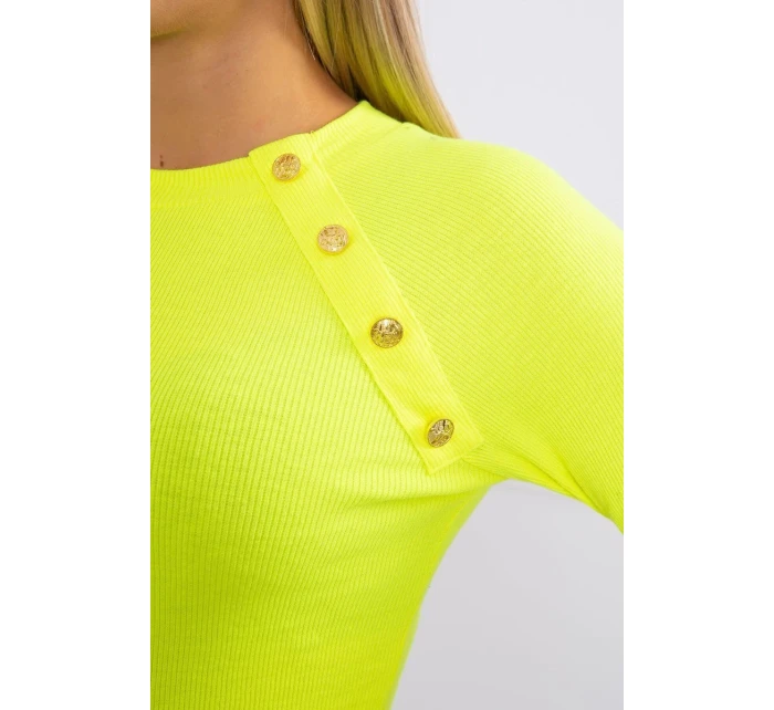 Halenka s ozdobnými knoflíky žlutá neonová Halenka s ozdobnými knoflíky žlutá neonová