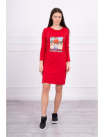 Šaty s potiskem Honey model 18744050 červené - K-Fashion